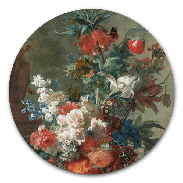Muurcirkel Stilleven met bloemen van Jan van Huysum