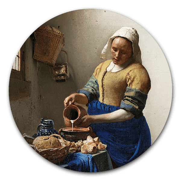 Ronde muurdecoratie Het melkmeisje van Johannes Vermeer