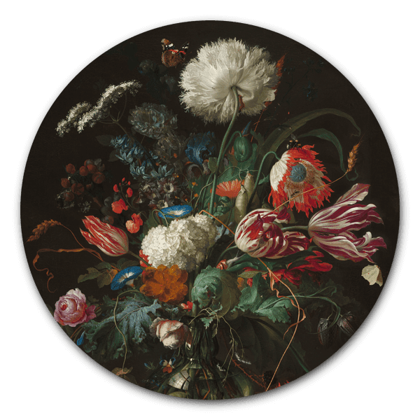 Muurcirkel Vaas met bloemen 2 van Jan Davidsz. de Heem
