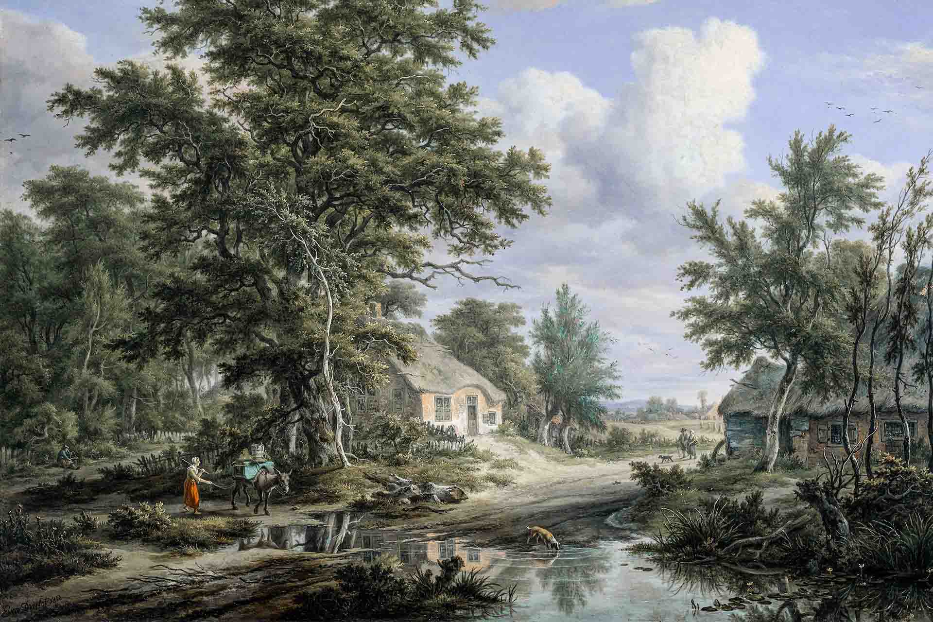 Boerderijen aan de rand van een bos - Egbert van Drielst