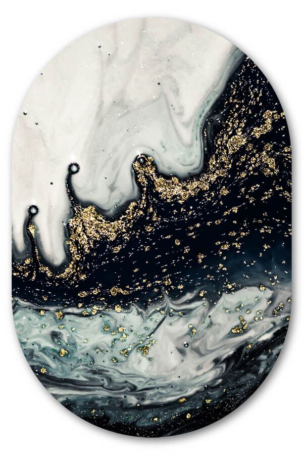 Muurovaal Marble Black Gold